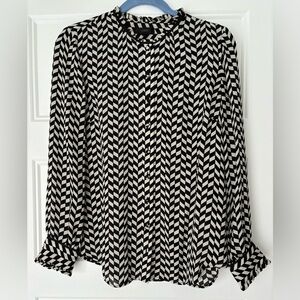J. Crew Houndstooth Silk Button-Up Blouse Size 4